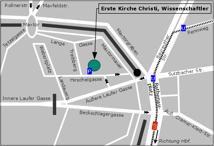 Anfahrtsplan Erste Kirche Nürnberg